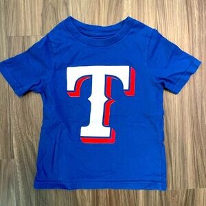 Texas rangers unisex Blue T-Shirt with Red and White T Logo size 4T